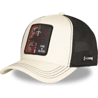 Mützen gebogen beige snapback Fire And Blood GOT TAR Haus Targaryen Spiel der Throne von Capslab