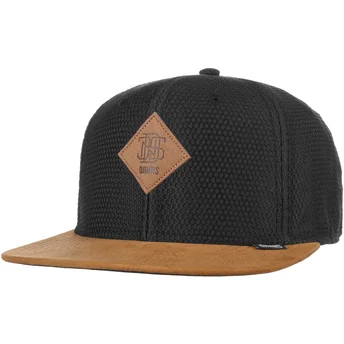 Casquette plate noire et marron snapback Honey Knit Djinns