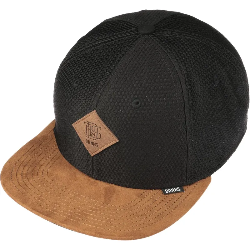 schwarze-und-braune-snapback-flatcap-honey-knit-von-djinns