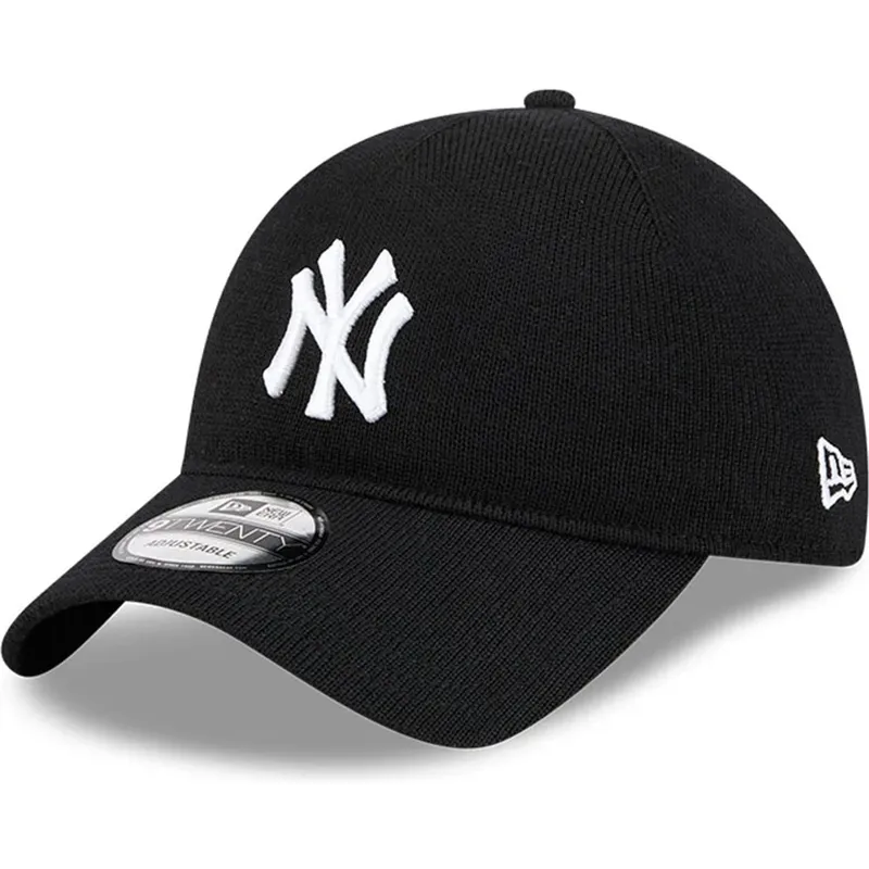 schwarze-verstellbare-curved-cap-9twenty-merino-wool-yarn-der-new-york-yankees-mlb-von-new-era