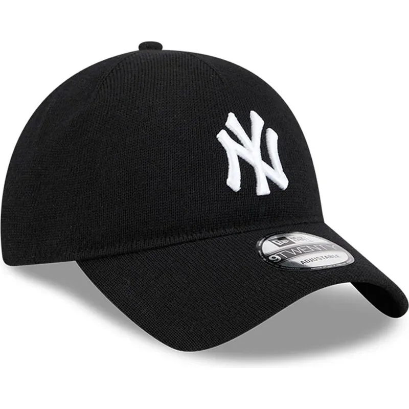 schwarze-verstellbare-curved-cap-9twenty-merino-wool-yarn-der-new-york-yankees-mlb-von-new-era