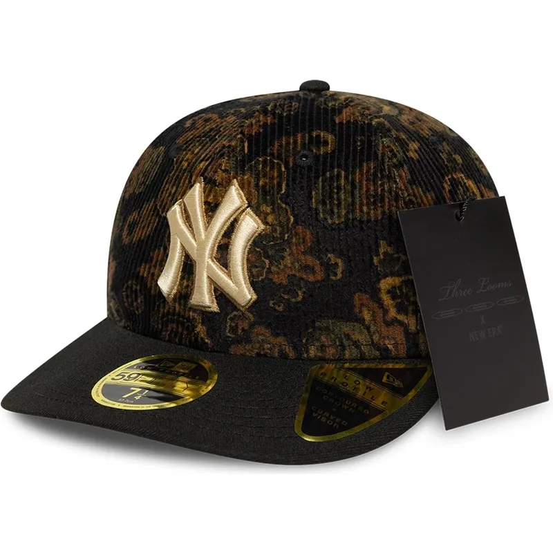 schwarze-gebogene-angepasste-kappe-59fifty-low-profile-floral-cord-three-looms-printed-corduroy-der-new-york-yankees-mlb-von-new schwarze-gebogene-angepasste-kappe-59fifty-low-profile-floral-cord-three-looms-printed-corduroy-der-new-york-yankees-mlb-von-new