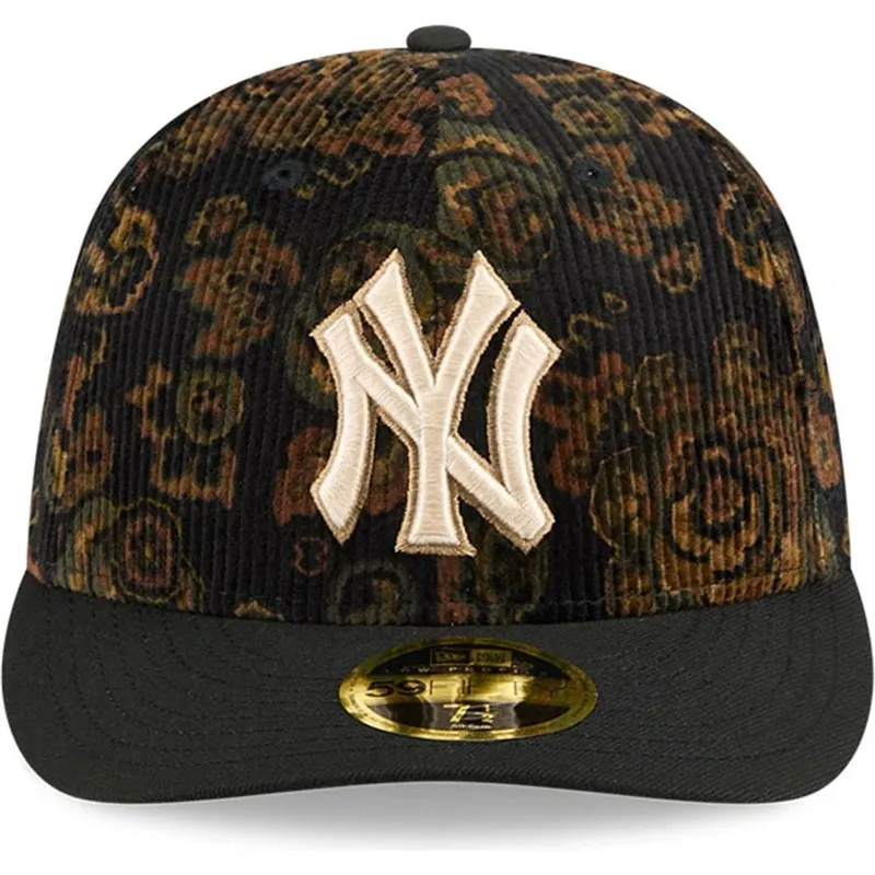 schwarze-gebogene-angepasste-kappe-59fifty-low-profile-floral-cord-three-looms-printed-corduroy-der-new-york-yankees-mlb-von-new schwarze-gebogene-angepasste-kappe-59fifty-low-profile-floral-cord-three-looms-printed-corduroy-der-new-york-yankees-mlb-von-new