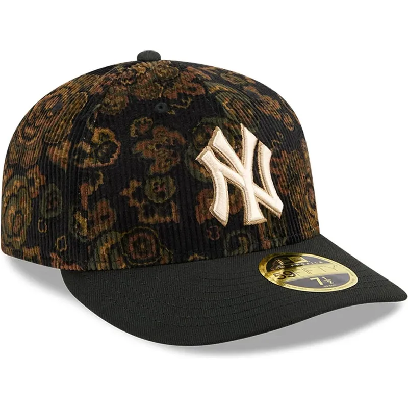 schwarze-gebogene-angepasste-kappe-59fifty-low-profile-floral-cord-three-looms-printed-corduroy-der-new-york-yankees-mlb-von-new schwarze-gebogene-angepasste-kappe-59fifty-low-profile-floral-cord-three-looms-printed-corduroy-der-new-york-yankees-mlb-von-new