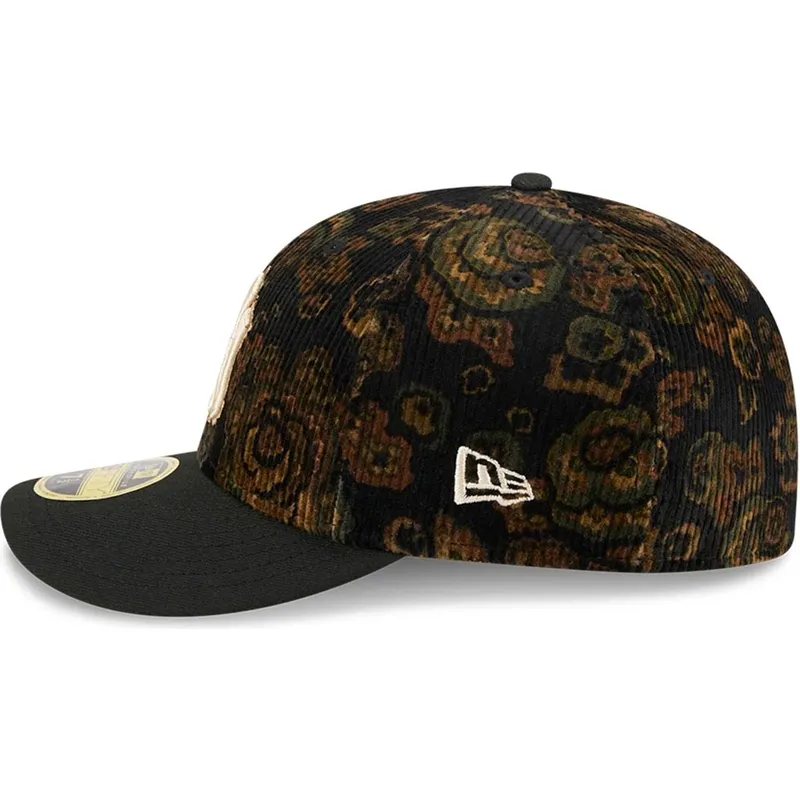 schwarze-gebogene-angepasste-kappe-59fifty-low-profile-floral-cord-three-looms-printed-corduroy-der-new-york-yankees-mlb-von-new schwarze-gebogene-angepasste-kappe-59fifty-low-profile-floral-cord-three-looms-printed-corduroy-der-new-york-yankees-mlb-von-new