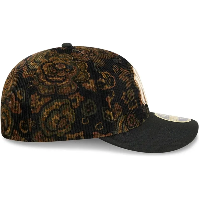 schwarze-gebogene-angepasste-kappe-59fifty-low-profile-floral-cord-three-looms-printed-corduroy-der-new-york-yankees-mlb-von-new schwarze-gebogene-angepasste-kappe-59fifty-low-profile-floral-cord-three-looms-printed-corduroy-der-new-york-yankees-mlb-von-new