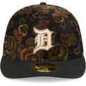schwarze-gebogene-angepasste-kappe-59fifty-low-profile-floral-cord-three-looms-printed-corduroy-von-detroit-tigers-mlb-von-new-e