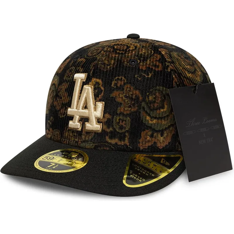 schwarze-gebogene-angepasste-kappe-59fifty-low-profile-floral-cord-three-looms-printed-corduroy-der-los-angeles-dodgers-mlb-von- schwarze-gebogene-angepasste-kappe-59fifty-low-profile-floral-cord-three-looms-printed-corduroy-der-los-angeles-dodgers-mlb-von-