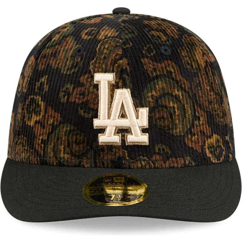 schwarze-gebogene-angepasste-kappe-59fifty-low-profile-floral-cord-three-looms-printed-corduroy-der-los-angeles-dodgers-mlb-von- schwarze-gebogene-angepasste-kappe-59fifty-low-profile-floral-cord-three-looms-printed-corduroy-der-los-angeles-dodgers-mlb-von-