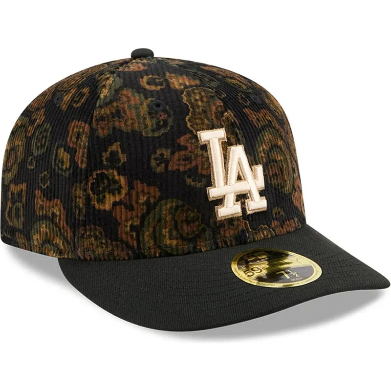 schwarze-gebogene-angepasste-kappe-59fifty-low-profile-floral-cord-three-looms-printed-corduroy-der-los-angeles-dodgers-mlb-von- schwarze-gebogene-angepasste-kappe-59fifty-low-profile-floral-cord-three-looms-printed-corduroy-der-los-angeles-dodgers-mlb-von-