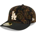 schwarze-gebogene-angepasste-kappe-59fifty-low-profile-floral-cord-three-looms-printed-corduroy-der-los-angeles-dodgers-mlb-von-