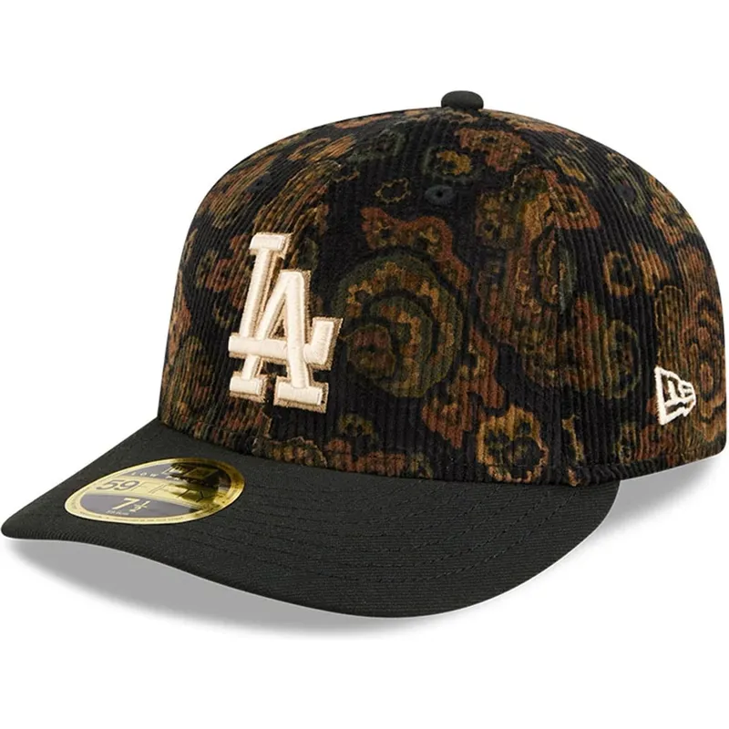 schwarze-gebogene-angepasste-kappe-59fifty-low-profile-floral-cord-three-looms-printed-corduroy-der-los-angeles-dodgers-mlb-von- schwarze-gebogene-angepasste-kappe-59fifty-low-profile-floral-cord-three-looms-printed-corduroy-der-los-angeles-dodgers-mlb-von-