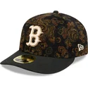 casquette-courbee-noire-ajustee-59fifty-low-profile-floral-cord-three-looms-printed-corduroy-boston-red-sox-mlb-new-era