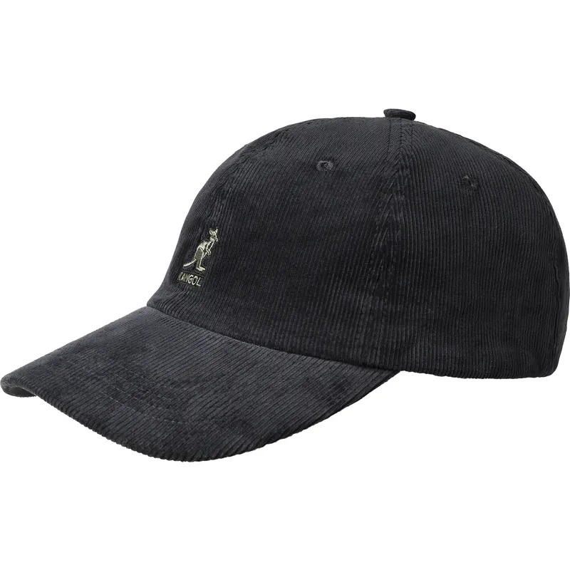 casquette-courbee-noire-ajustable-cord-baseball-black-kangol