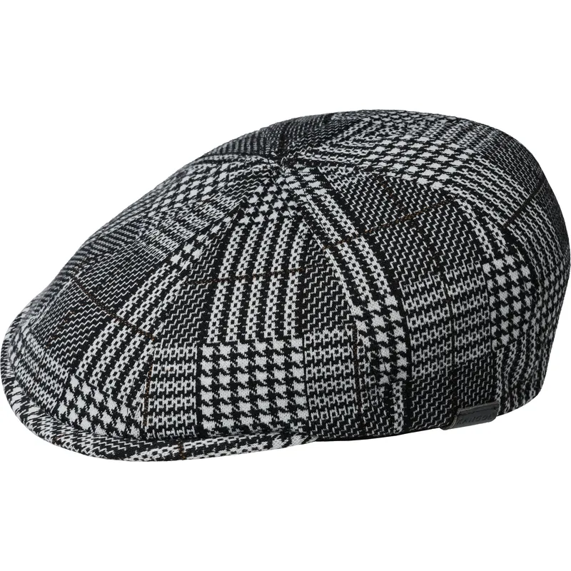 schwarze-baskenmutze-pattern-flexfit-black-plaid-von-kangol schwarze-baskenmutze-pattern-flexfit-black-plaid-von-kangol
