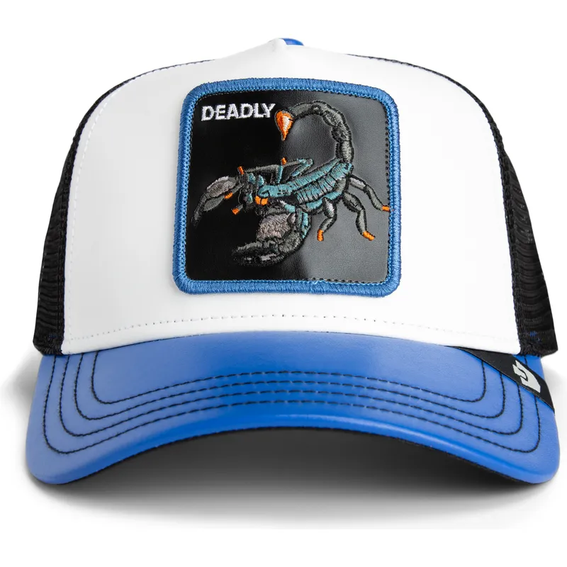 casquette-trucker-blanche-et-bleue-scorpion-deadly-courtside-the-farm-goorin-bros