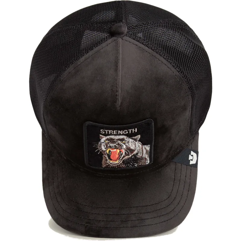 schwarze-trucker-kappe-panther-strength-panther-velour-the-farm-von-goorin-bros