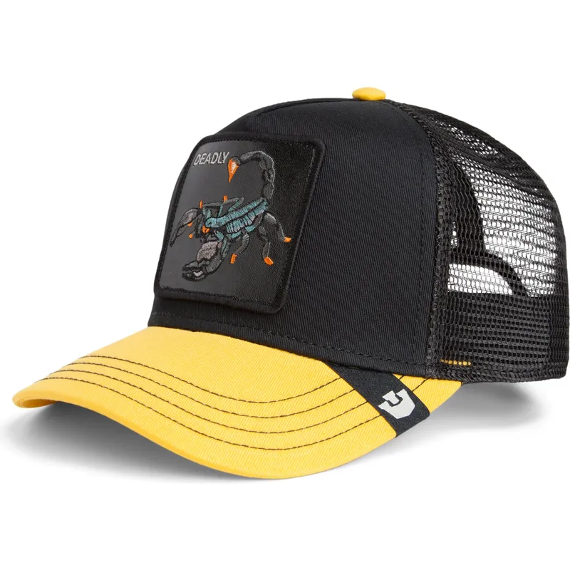 trucker-cap-schwarz-und-gelb-skorpion-deadly-sport-the-farm-von-goorin-bros