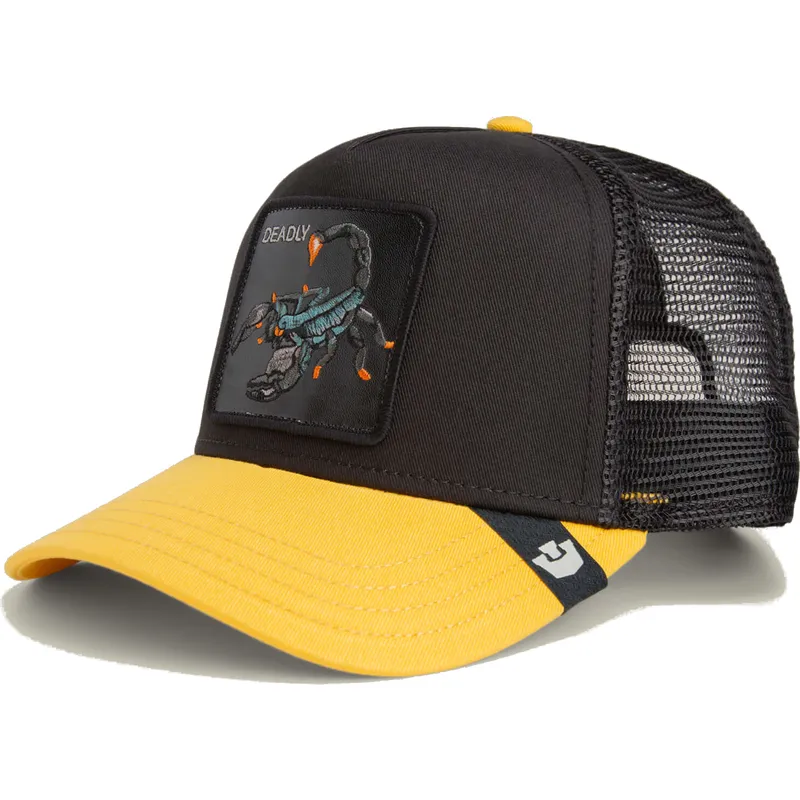 schwarze-und-gelbe-trucker-kappe-fur-jungen-skorpion-deadly-mini-the-farm-von-goorin-bros
