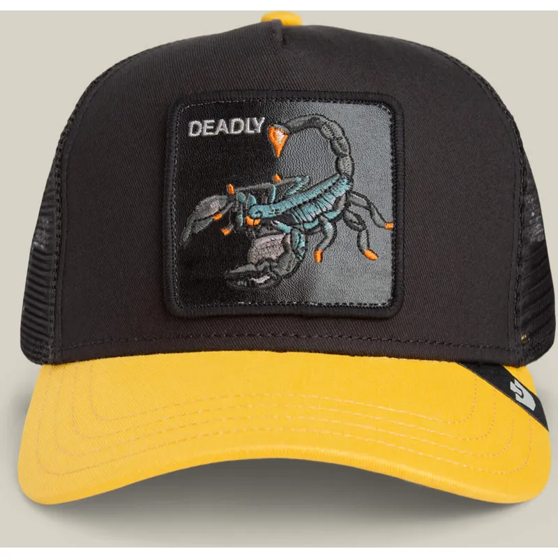 schwarze-und-gelbe-trucker-kappe-fur-jungen-skorpion-deadly-mini-the-farm-von-goorin-bros