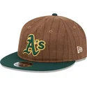 braune-und-grune-verstellbare-flatcap-9fifty-retro-crown-wool-pinstripe-der-oakland-athletics-mlb-von-new-era