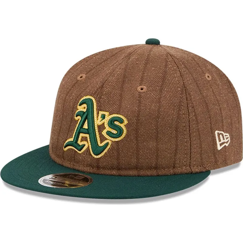 braune-und-grune-verstellbare-flatcap-9fifty-retro-crown-wool-pinstripe-der-oakland-athletics-mlb-von-new-era braune-und-grune-verstellbare-flatcap-9fifty-retro-crown-wool-pinstripe-der-oakland-athletics-mlb-von-new-era
