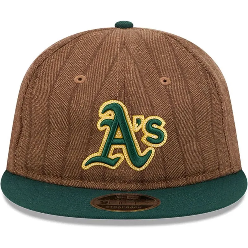 braune-und-grune-verstellbare-flatcap-9fifty-retro-crown-wool-pinstripe-der-oakland-athletics-mlb-von-new-era braune-und-grune-verstellbare-flatcap-9fifty-retro-crown-wool-pinstripe-der-oakland-athletics-mlb-von-new-era