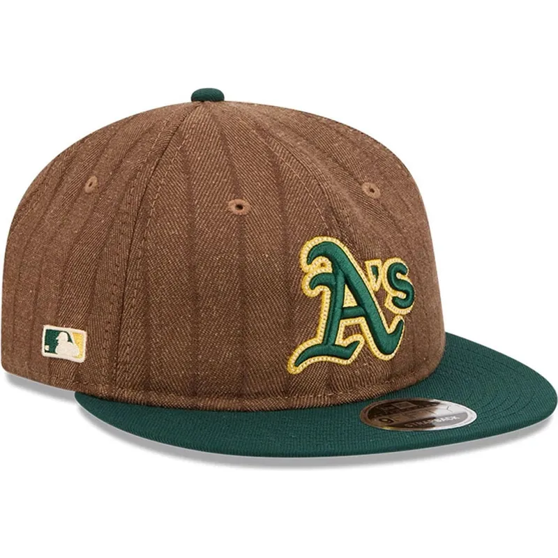 braune-und-grune-verstellbare-flatcap-9fifty-retro-crown-wool-pinstripe-der-oakland-athletics-mlb-von-new-era braune-und-grune-verstellbare-flatcap-9fifty-retro-crown-wool-pinstripe-der-oakland-athletics-mlb-von-new-era