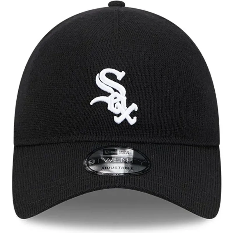 schwarze-gebogene-verstellbare-kappe-9twenty-merino-wool-von-chicago-white-sox-mlb-von-new-era schwarze-gebogene-verstellbare-kappe-9twenty-merino-wool-von-chicago-white-sox-mlb-von-new-era