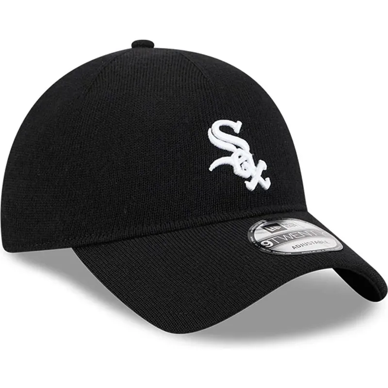 schwarze-gebogene-verstellbare-kappe-9twenty-merino-wool-von-chicago-white-sox-mlb-von-new-era schwarze-gebogene-verstellbare-kappe-9twenty-merino-wool-von-chicago-white-sox-mlb-von-new-era