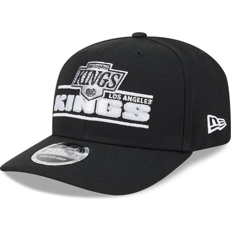 schwarze-gebogene-snapback-kappe-9seventy-stretch-snap-stated-der-los-angeles-kings-nhl-von-new-era