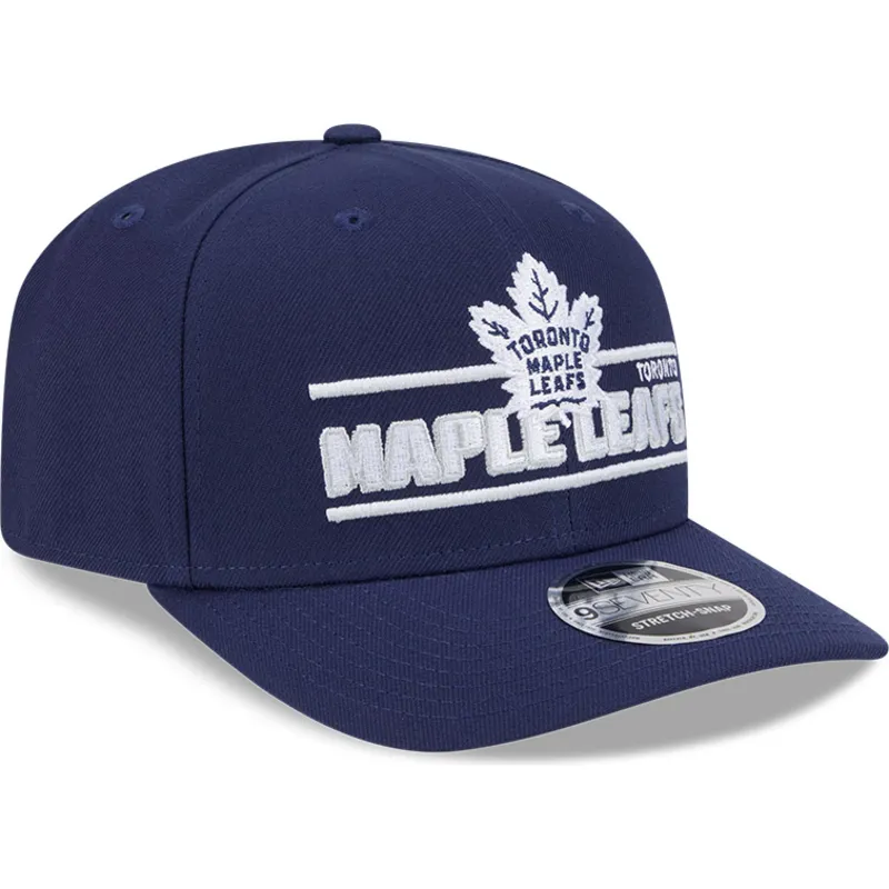 blaue-gebogene-snapback-kappe-9seventy-stretch-snap-stated-der-toronto-maple-leafs-nhl-von-new-era