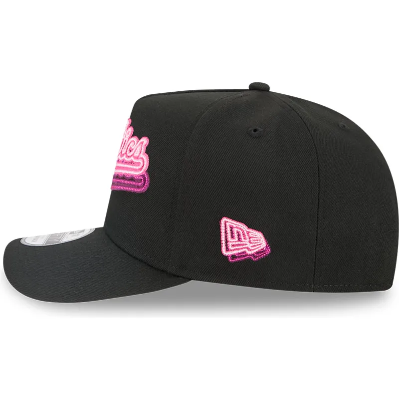 schwarze-gebogene-snapback-kappe-9fifty-a-frame-neon-der-oakland-athletics-mlb-von-new-era