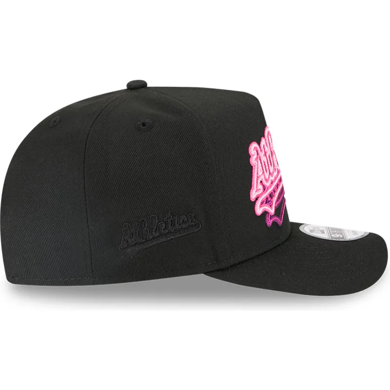schwarze-gebogene-snapback-kappe-9fifty-a-frame-neon-der-oakland-athletics-mlb-von-new-era