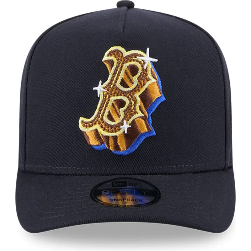 marineblaue-gebogene-snapback-kappe-9fifty-a-frame-emblem-der-boston-red-sox-mlb-von-new-era
