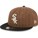 braune-und-schwarze-verstellbare-flatcap-9fifty-retro-crown-wool-pinstripe-der-chicago-white-sox-mlb-von-new-era