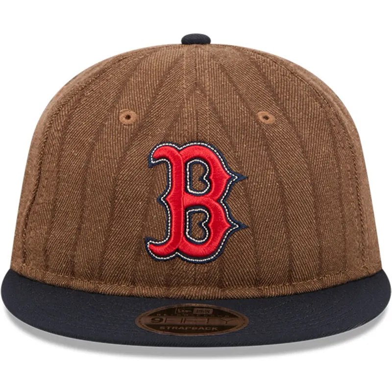 braune-und-marineblaue-verstellbare-flache-kappe-9fifty-retro-crown-wool-pinstripe-der-boston-red-sox-mlb-von-new-era