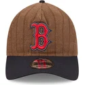 braune-und-marineblaue-verstellbare-curved-cap-9twenty-a-frame-wool-pinstripe-der-boston-red-sox-mlb-von-new-era