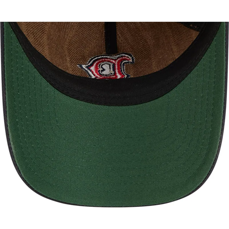 braune-und-marineblaue-verstellbare-curved-cap-9twenty-a-frame-wool-pinstripe-der-boston-red-sox-mlb-von-new-era
