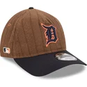 braune-und-marineblaue-verstellbare-curved-cap-9twenty-a-frame-wool-pinstripe-der-detroit-tigers-mlb-von-new-era