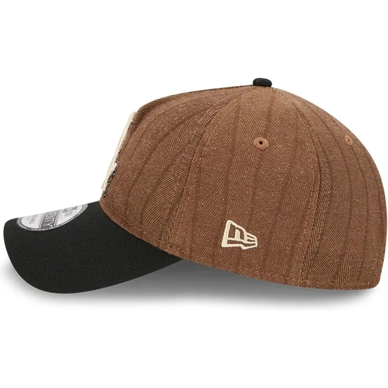 braune-und-schwarze-verstellbare-curved-cap-9twenty-a-frame-wool-pinstripe-der-chicago-white-sox-mlb-von-new-era