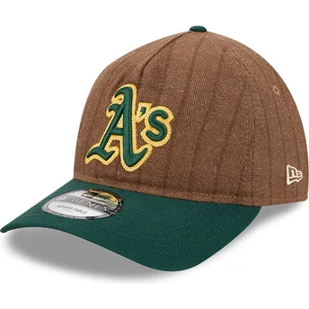 Mützen gebogen braun verstellbares band 9TWENTY A Frame Wool Pinstripe der Oakland Athletics MLB von New Era