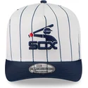 weisse-und-marineblaue-gebogene-snapback-kappe-9fifty-a-frame-satin-pinstripe-der-chicago-white-sox-mlb-von-new-era