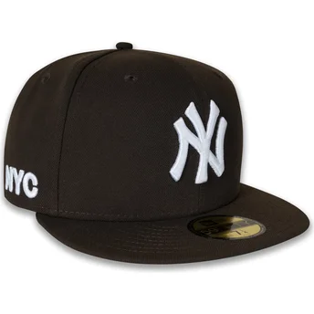 Mützen flach braun angepasst 59FIFTY NYC Side der New York Yankees MLB von New Era