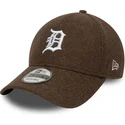 braune-gebogene-snapback-kappe-9forty-melton-wool-der-detroit-tigers-mlb-von-new-era