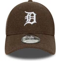 braune-gebogene-snapback-kappe-9forty-melton-wool-der-detroit-tigers-mlb-von-new-era