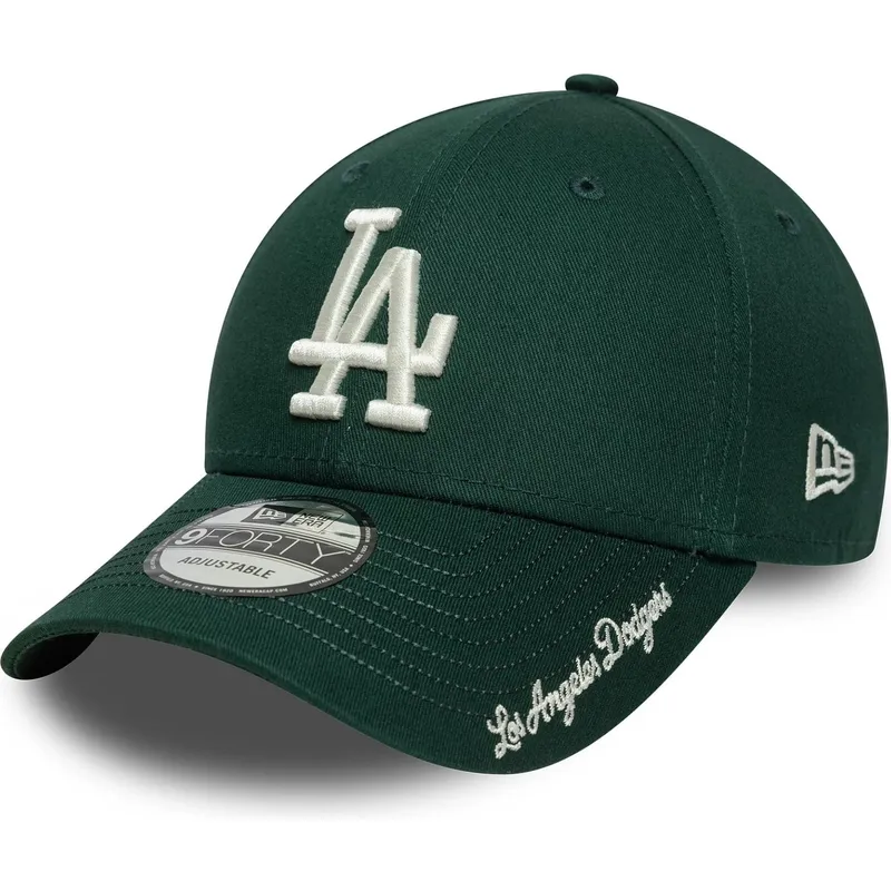 grune-verstellbare-curved-cap-9forty-visor-script-der-los-angeles-dodgers-mlb-von-new-era