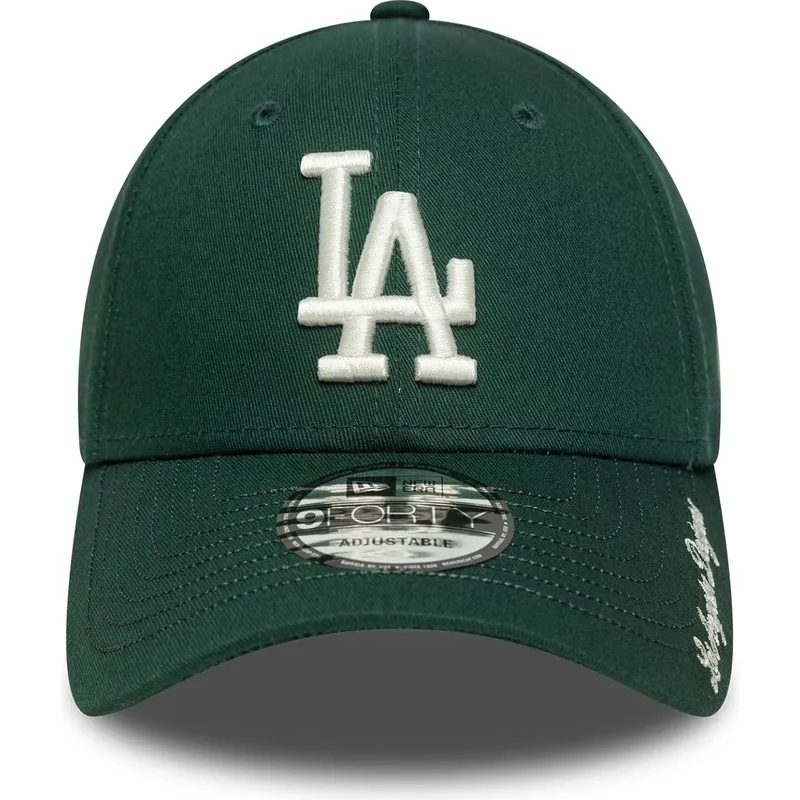 grune-verstellbare-curved-cap-9forty-visor-script-der-los-angeles-dodgers-mlb-von-new-era