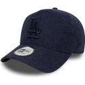 dunkelblaue-gebogene-snapback-kappe-mit-dunkelblauem-logo-9forty-e-frame-melton-der-los-angeles-dodgers-mlb-von-new-era