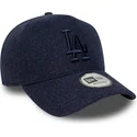 dunkelblaue-gebogene-snapback-kappe-mit-dunkelblauem-logo-9forty-e-frame-melton-der-los-angeles-dodgers-mlb-von-new-era